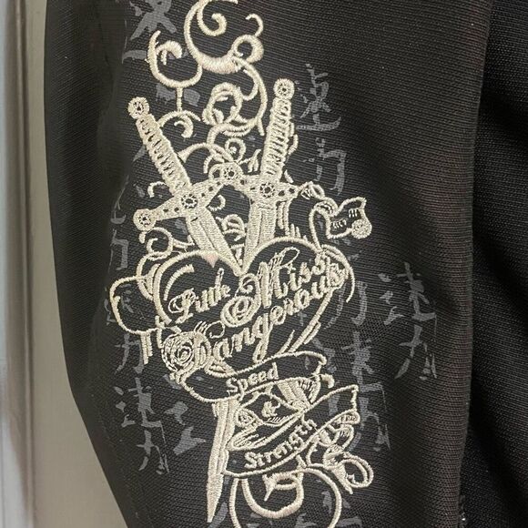 Speed and Strength Woman’s Black Leopard Lined Motorcycle Jacket Embroidered No - Picture 4 of 11